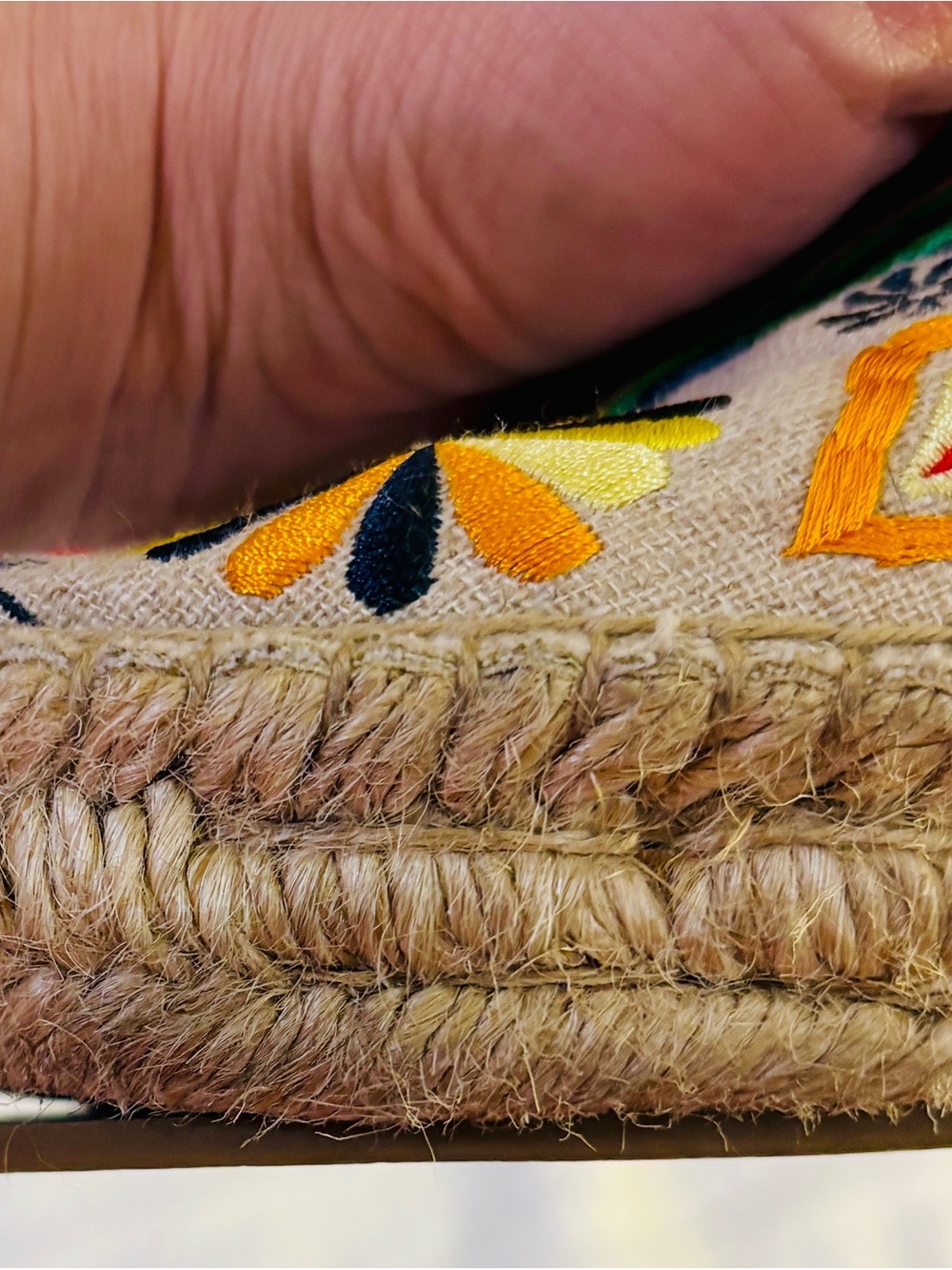 Johnny Was Embroidered Tan Espadrilles with Green & Black Accents - Picture 15 of 15